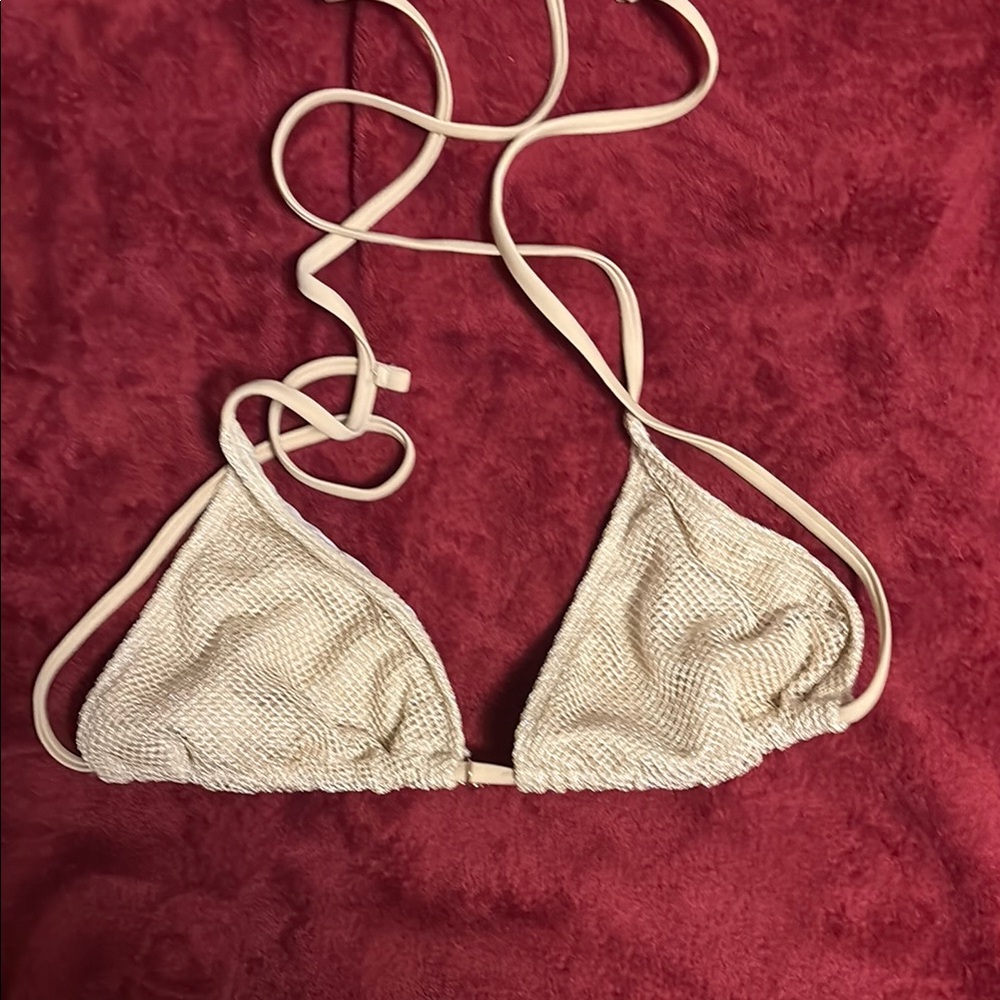 Cream Triangle Bikini Top